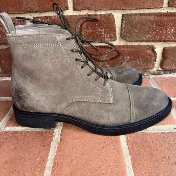 AllSaints $300 Drago Suede Lace Up Boots Khaki Distressed Almond Toe Sz 41 NEW main image 8